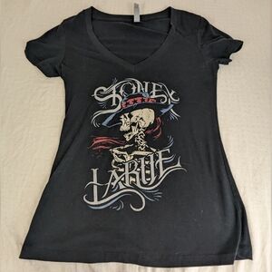 Stoney LaRue Concert Cap Sleeve Black Tee Shirt Medium